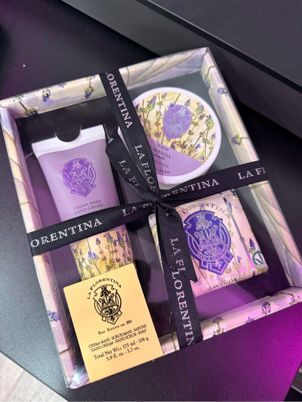 La Fiorentina Lavender Bath & Body Gift Set - Purple and Cream